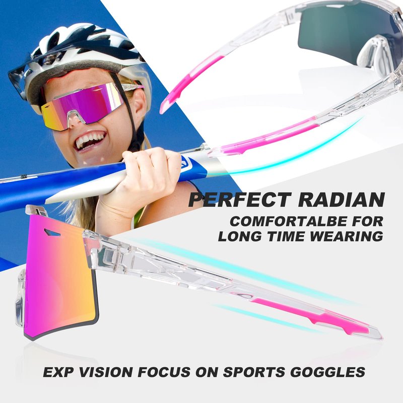 EXP VISION Polarized Cycling Glasses, UV 400 Sports Sunglasses Biking Goggles Running Hiking Golf Fishing Driving
