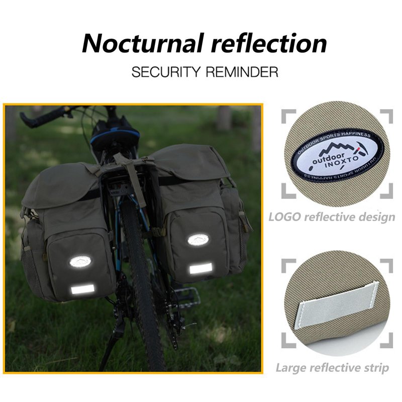 ZTZ 50L Panniers Bike Bags, Waterproof Bike Panniers Made of High-Density 600D Polyester for Durable Use, Bike Saddle Bag come with Reflective Trim and Rain Cover, Easy Organize in 7 inch Rack(Green)