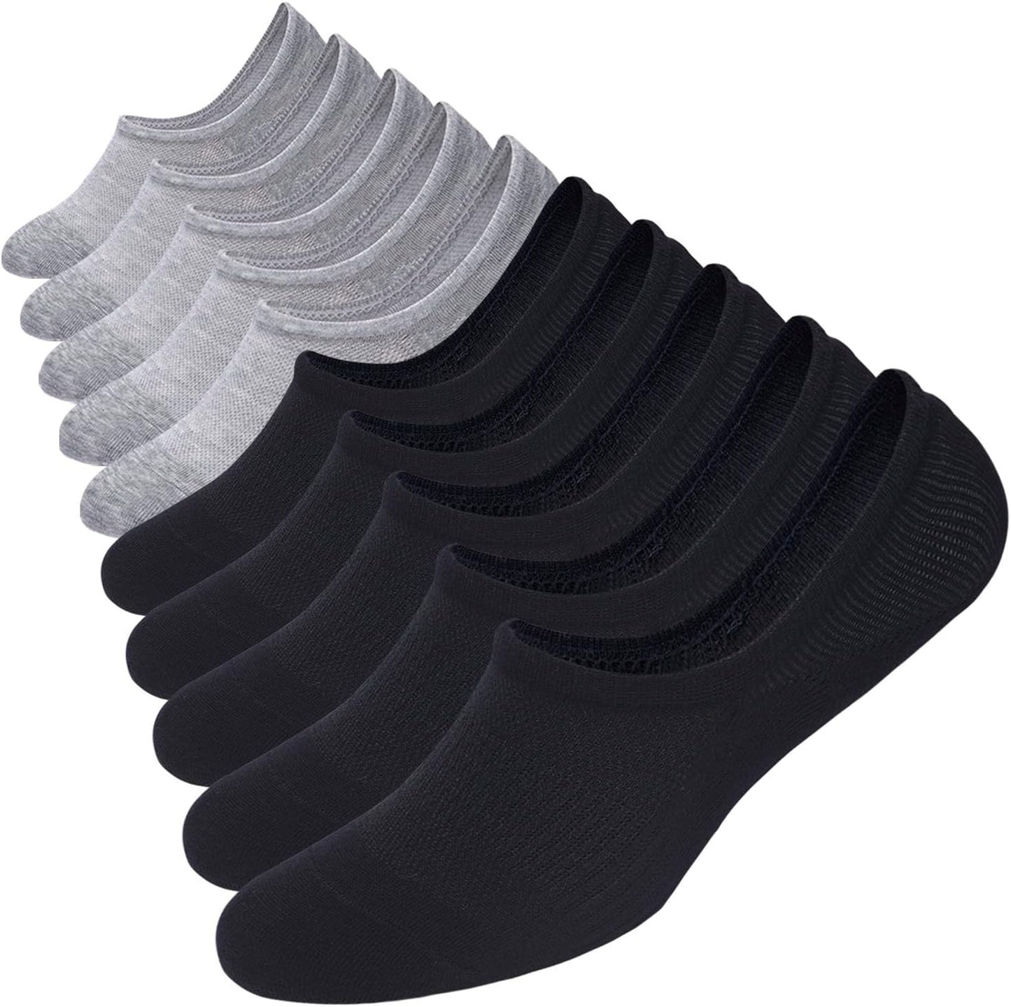 WANDER No Show Socks - 10 Pairs of Cotton Non-Slip Low Cut Invisible Loafer Socks for Men & Women | Sizes 6-14