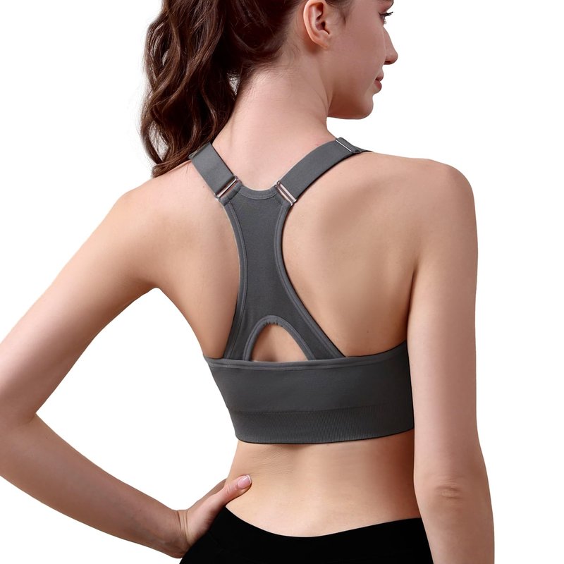 Double Couple Sports Bras for Women Adjustable Medium Impact Racerback Padded Sports Bra for Yoga Gym Fitness Workout