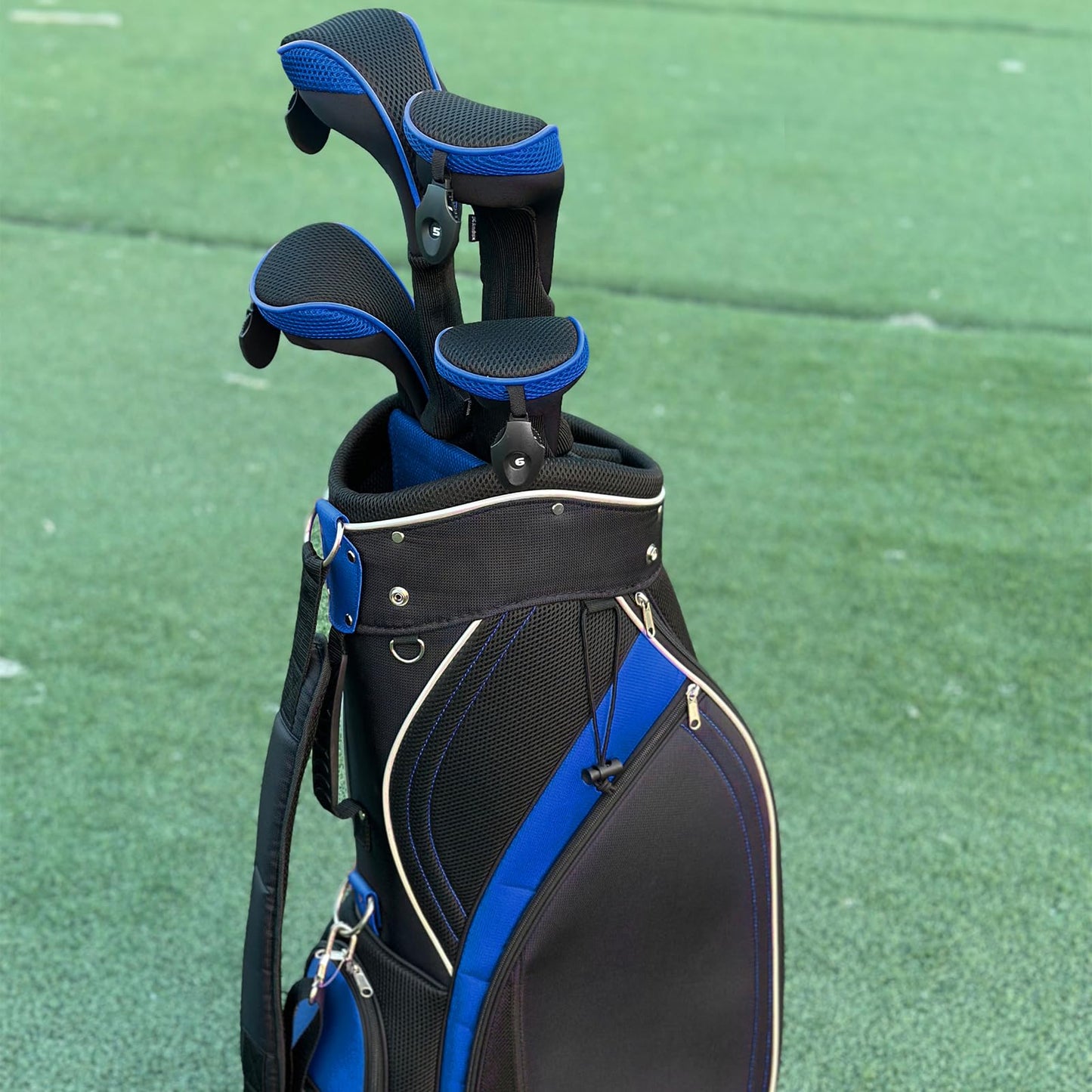 Andux 4 Pack Long Neck Golf Hybrid Club Head Covers Black/Blue