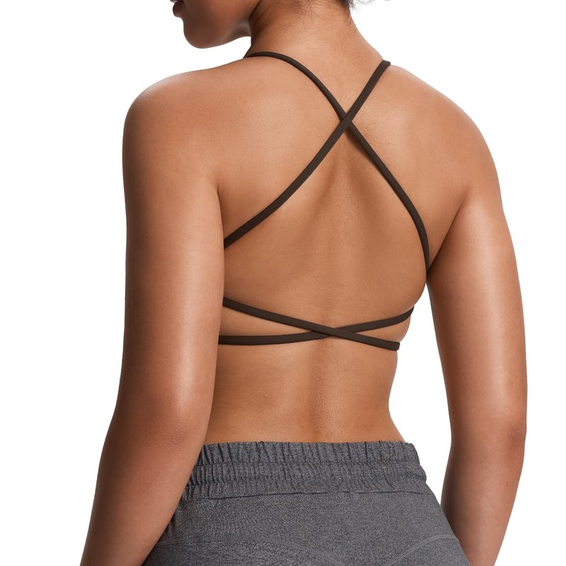 Aoxjox Women's Workout Sports Bras Fitness Trinity Ivy Low Impact Bra Yoga Crop Tank (Mulch, Small)