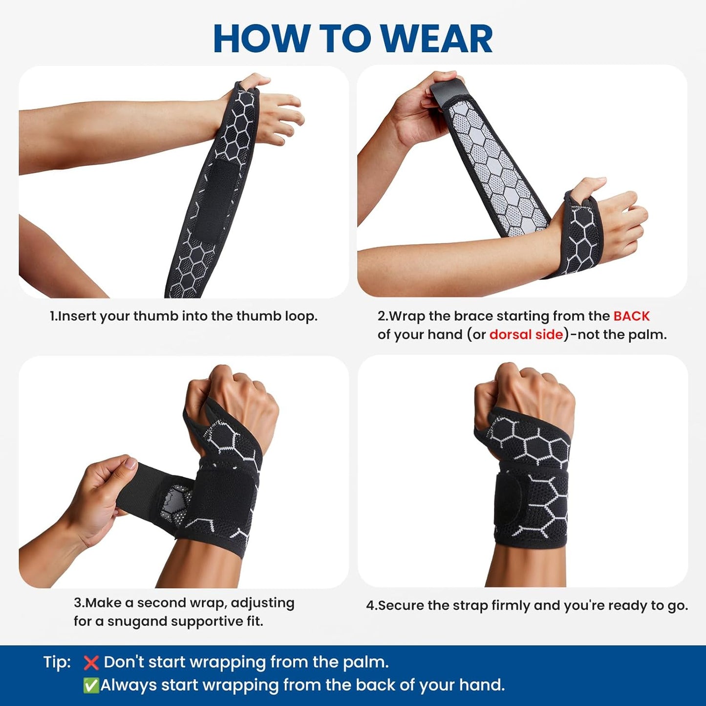 Skiennix Adjustable Wrist Support Brace - Breathable Wrap for Carpal Tunnel Relief | Unisex, One Size (Black)
