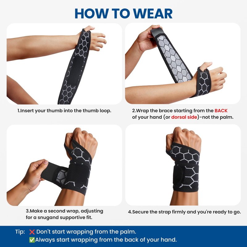 RllyGrt Adjustable Wrist Support Brace - Breathable Wrist Wraps for Carpal Tunnel, Tendonitis, Pain Relief, Workout and Daily Use - Unisex, One Size Fits All (Black), 1 Pack