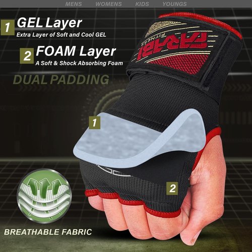 Farabi Quick Wraps Gloves - Gel Padded MMA & Boxing Hand Wraps | 80cm Wrist Support Pair