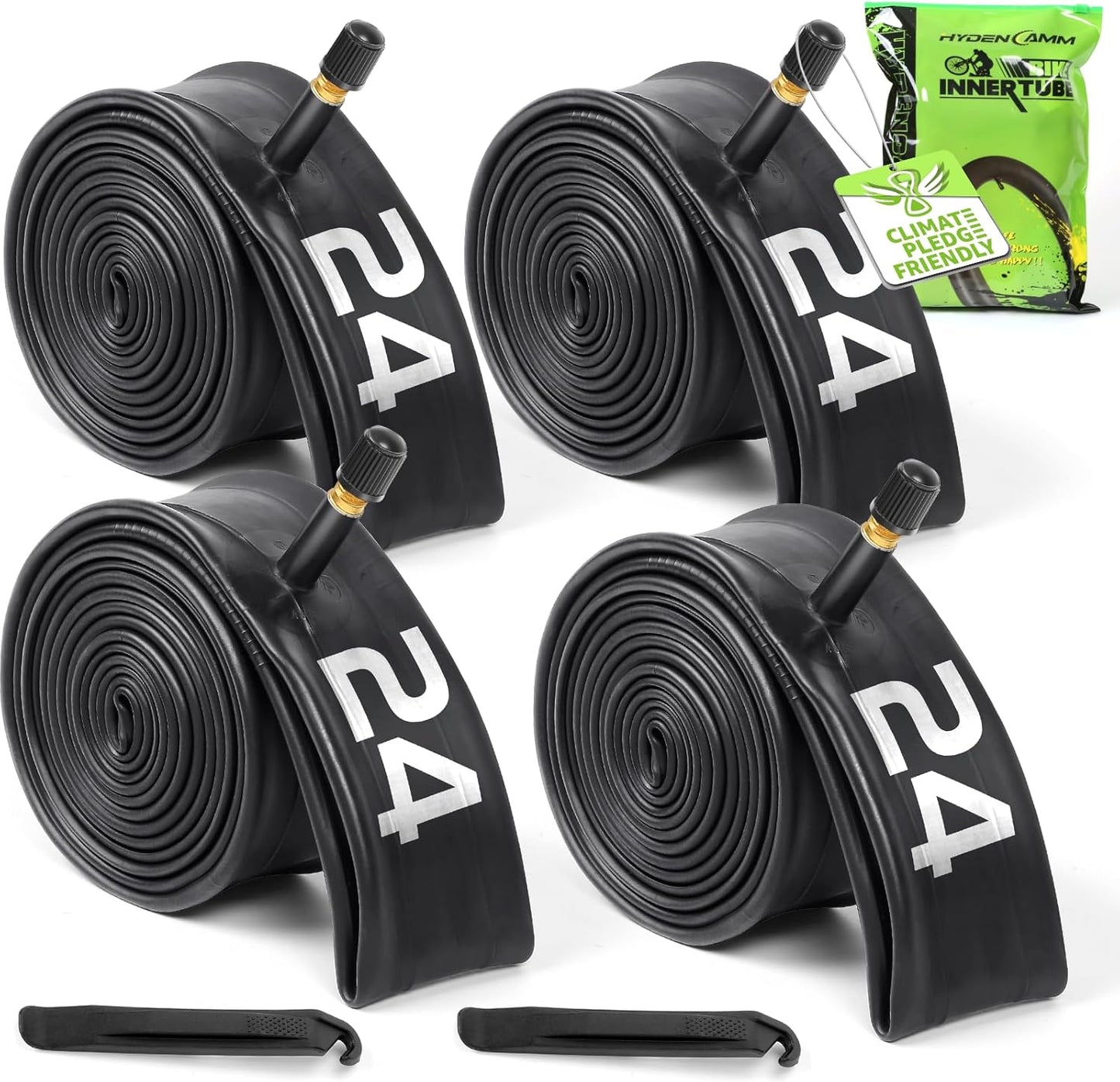 Skiennix Bike Tubes - 4 Pack of Durable 12" to 29" Inner Tubes with 32mm Schrader Valve & Tire Levers