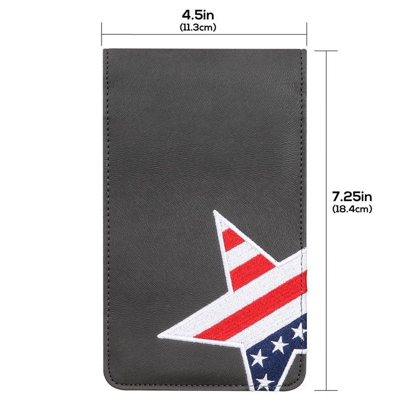 Craftsman Golf Leather USA Flag Star Gray Scorecard Holder Yardage Book Cover Golf Accessories Also can Customize Your Name (US Size)