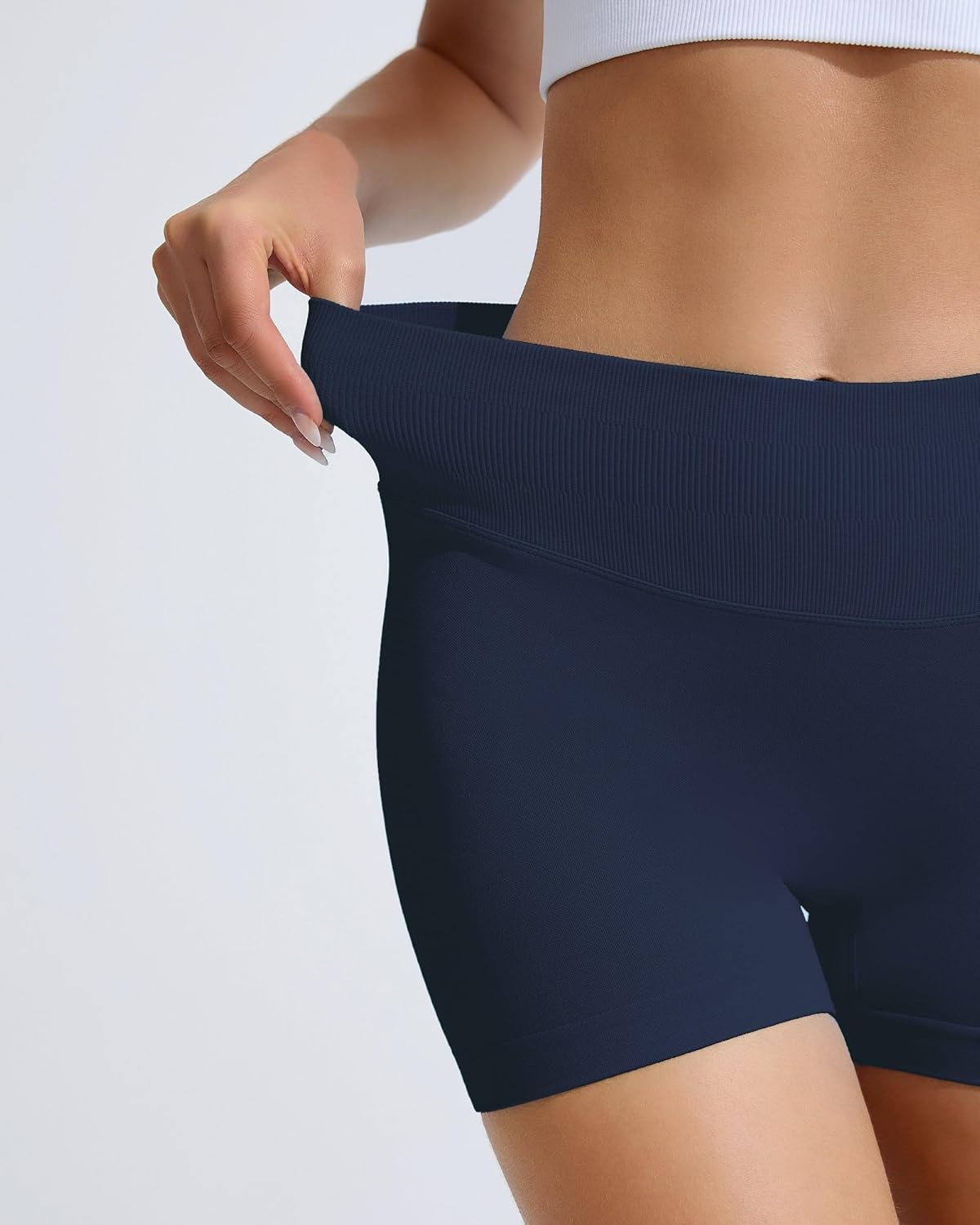 RIOJOY Women's Gym Shorts - 4'' Seamless Tummy Control Workout Shorts for Yoga & Running