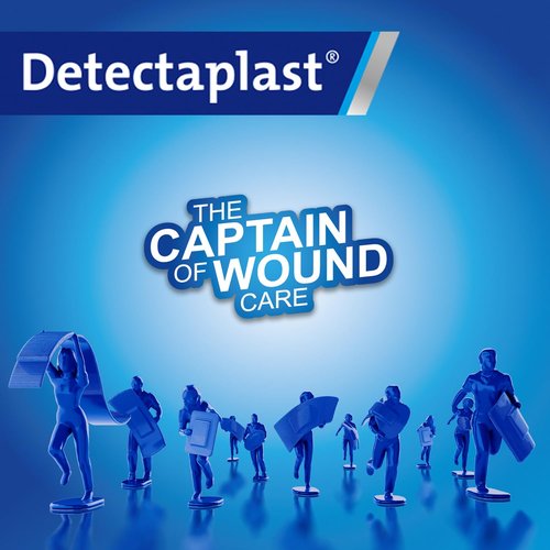 Detectaplast Blue bandaids Premium, Metal detectable and Waterproof bandaids, Essential for Catering First aid kit in Food handling environments, Kitchen aid, 0,98 x 2,83 inches, 100 Strips