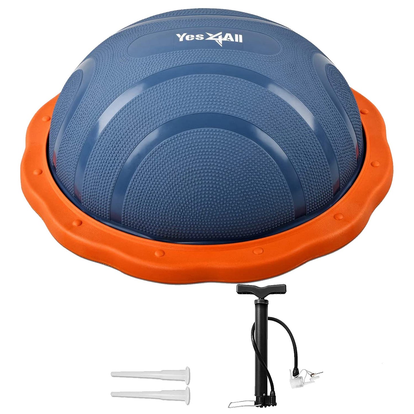 Yes4All Premium Half Ball Balance Trainer, Stability Ball for Exercise, Home Gym Full Body Workouts - Dark Blue/Orange