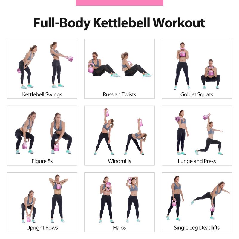 TopMade Adjustable Kettlebell Weights Set Cast Iron Exercise Fitness Kettle Ball Grip (Pink-12lb)