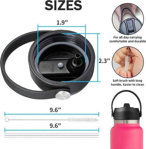Hydro Flask Flex Straw Lid - Replacement Cap for 20/32/40 Oz Wide Mouth Bottles | Convenient Handle