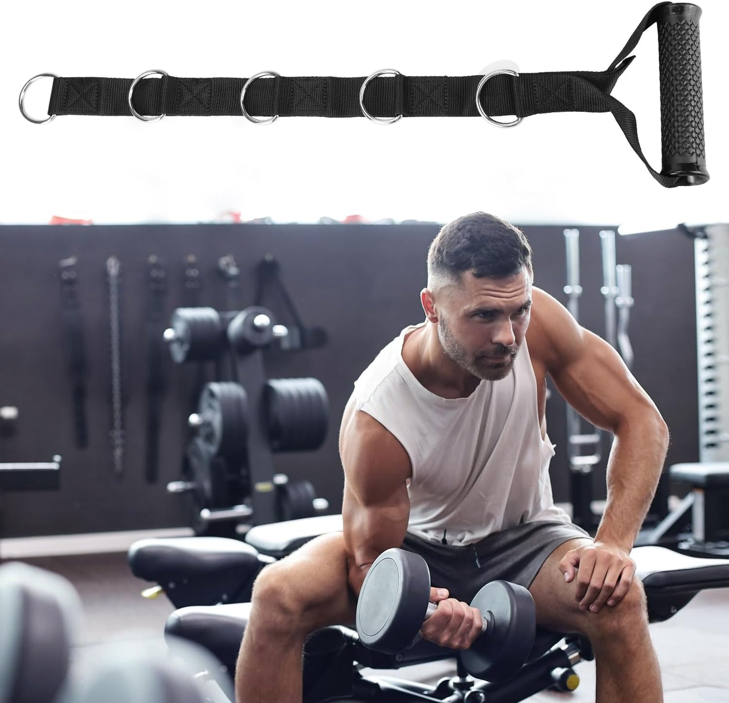 QWORK Fitness Metal Gym Handles - Heavy-Duty Adjustable D-Ring Buckles for Pulley Systems | Perfect for Shoulder, Biceps, and Triceps Exercises