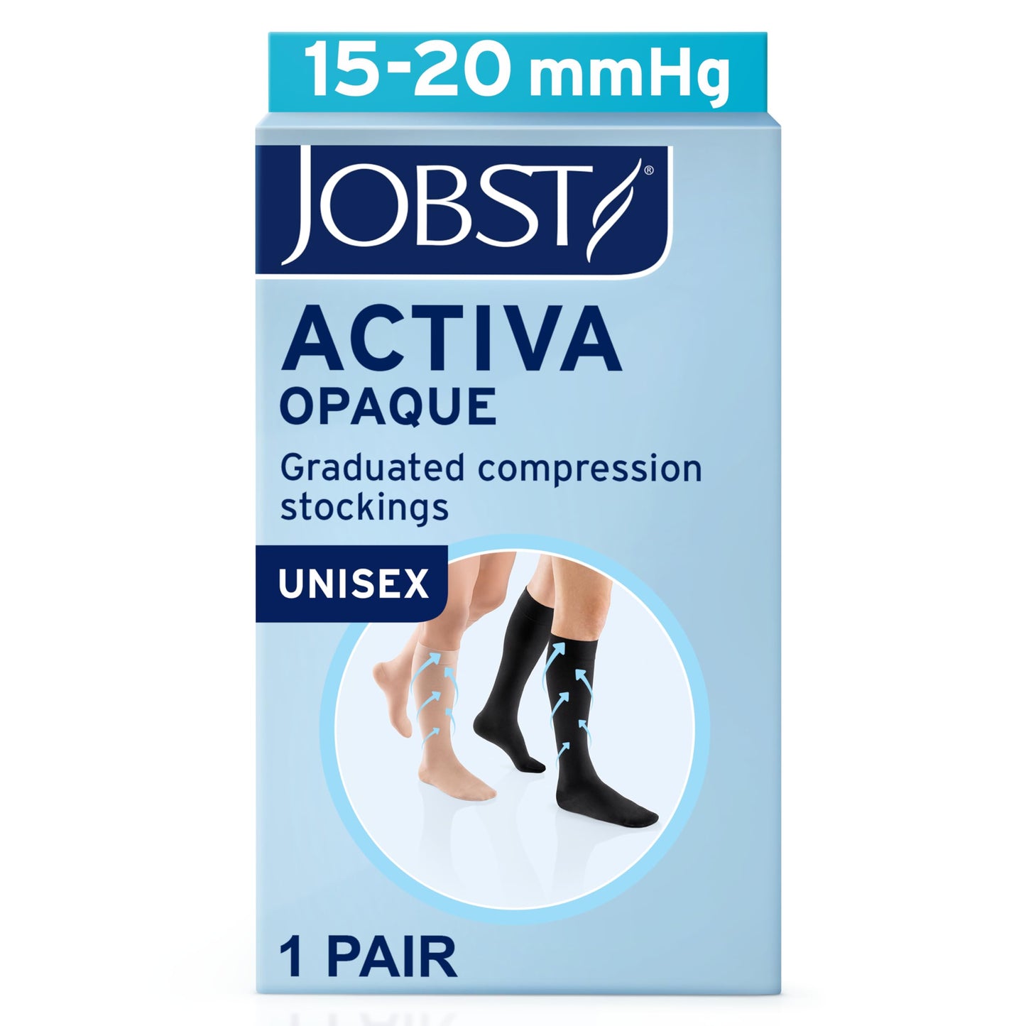 JOBST ACTIVA Opaque 15-20 mmHg Compression Socks for Women and Men, Knee High, Closed Toe, Silky Beige, Medium