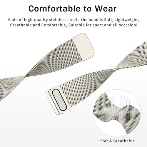Meliya Metal Band for Amazfit Helio/Bip 6/Bip 5/GTR 4/GTR 3 Pro/3/2/2e/47mm/Balance Watch Band Women Men, 22mm Stainless Steel Metal Loop Replacement Straps for Garmin Venu 3/2/Vivoactive 4 (Starlight)