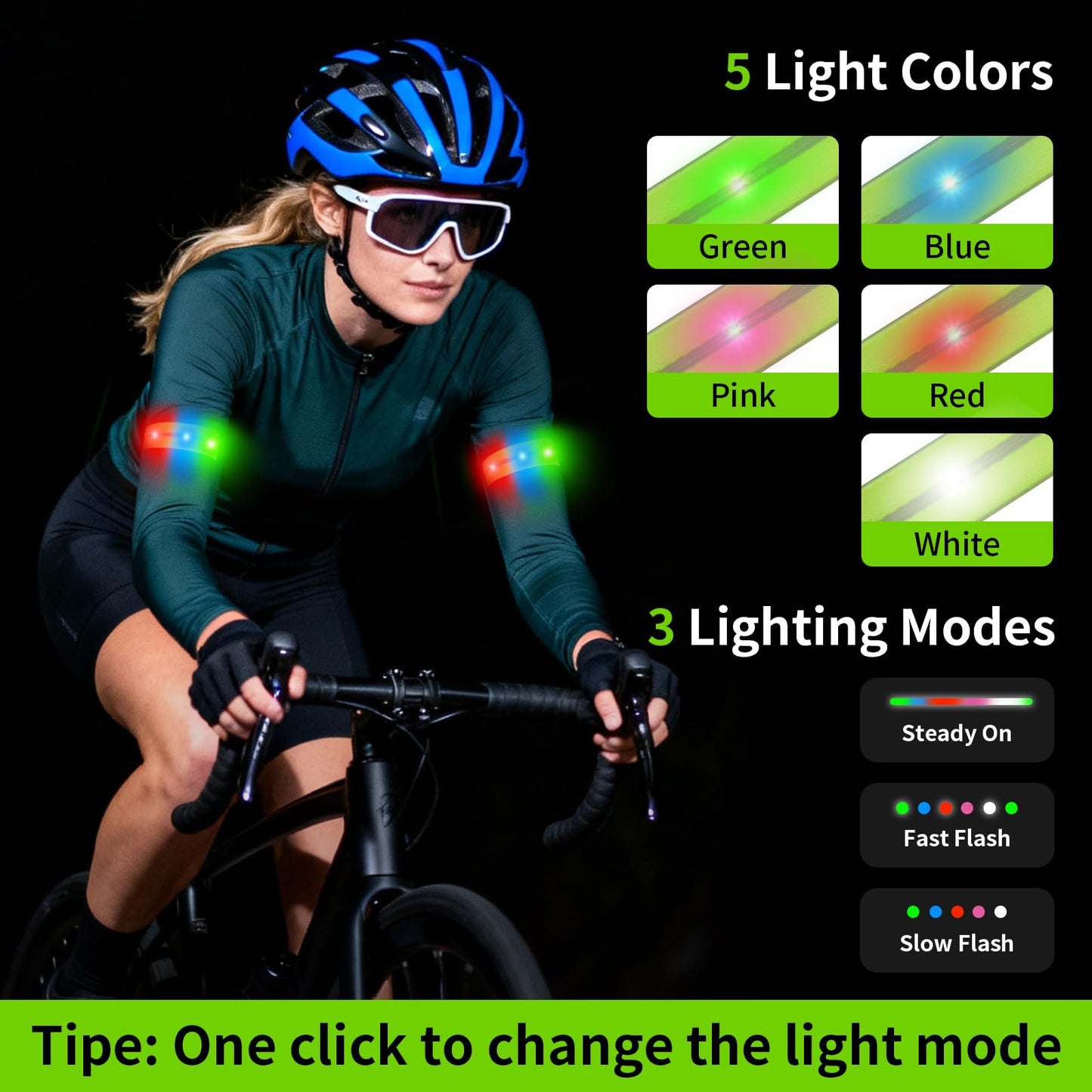 Taximi LED Armband for Running, High Visibility Reflective Running Lights for Runners, USB Rechargeable Light Up Arm Bands for Men Women Kids Night Cycling Walking Jogging