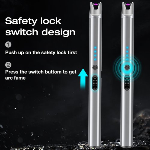Luxgaze 4 Pack Electric Candle Lighter Rechargeable USB Lighters Flameless Windproof Plasma Arc Lighters with Safety Lock Long Lighter for Candle BBQ Camping Birthday Party