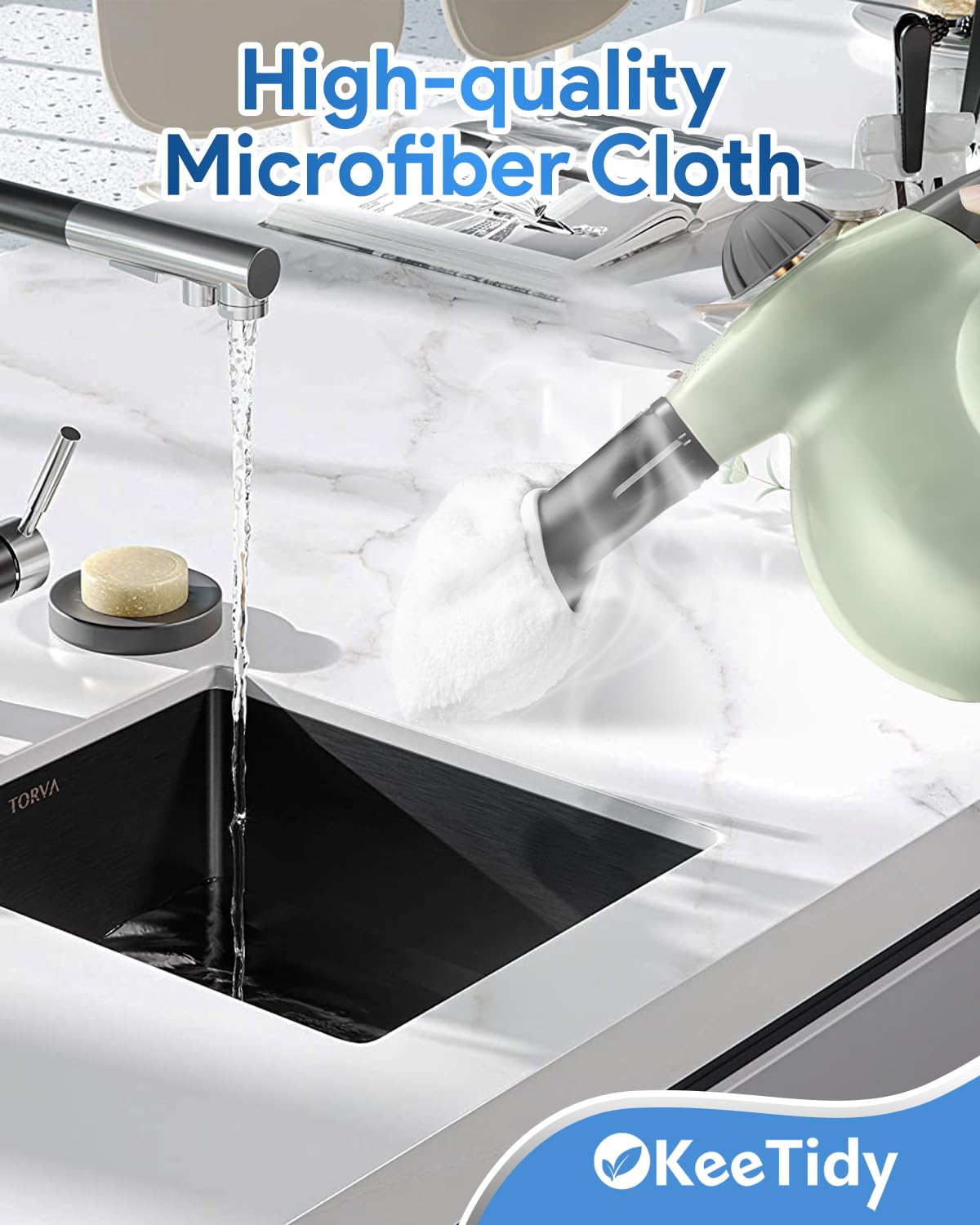 KeeTidy 10 Pack Universal Steam Mop Pads Microfiber Cloths Compatible with Bissell Steam Shot Cleaner fit for PurSteam fit for Wagner Spraytech fit for McCulloch Handheld Steam Cleaner Accessories