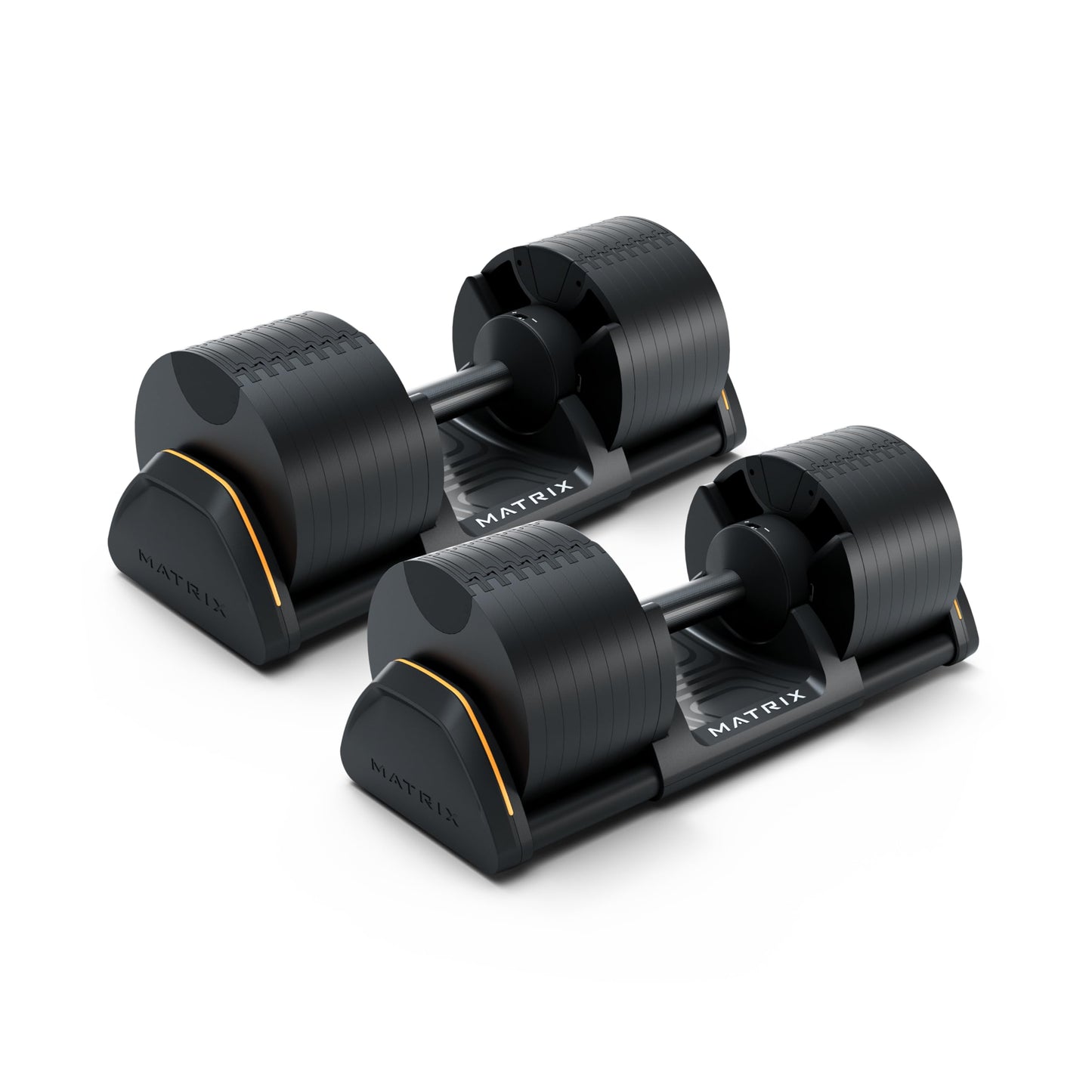 Matrix Fitness DB80 80 lb. Adjustable Dumbbells | Quick Adjustments for Strength and HIIT Training | Replaces 16 Dumbbell Pairs, Flat Bottom Roll Free Design for Safe Storage