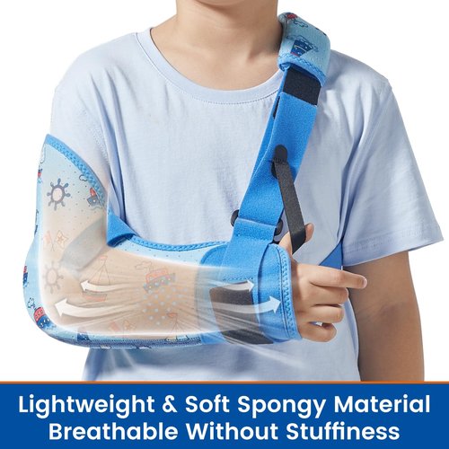 Willcom Kids Arm Shoulder Sling with Waist Strap, Immobilizer Brace Support for Broken Arm, Collarbone, Elbow, Wrist (Comfort Version, Right, XXS,19-23.5 inch)