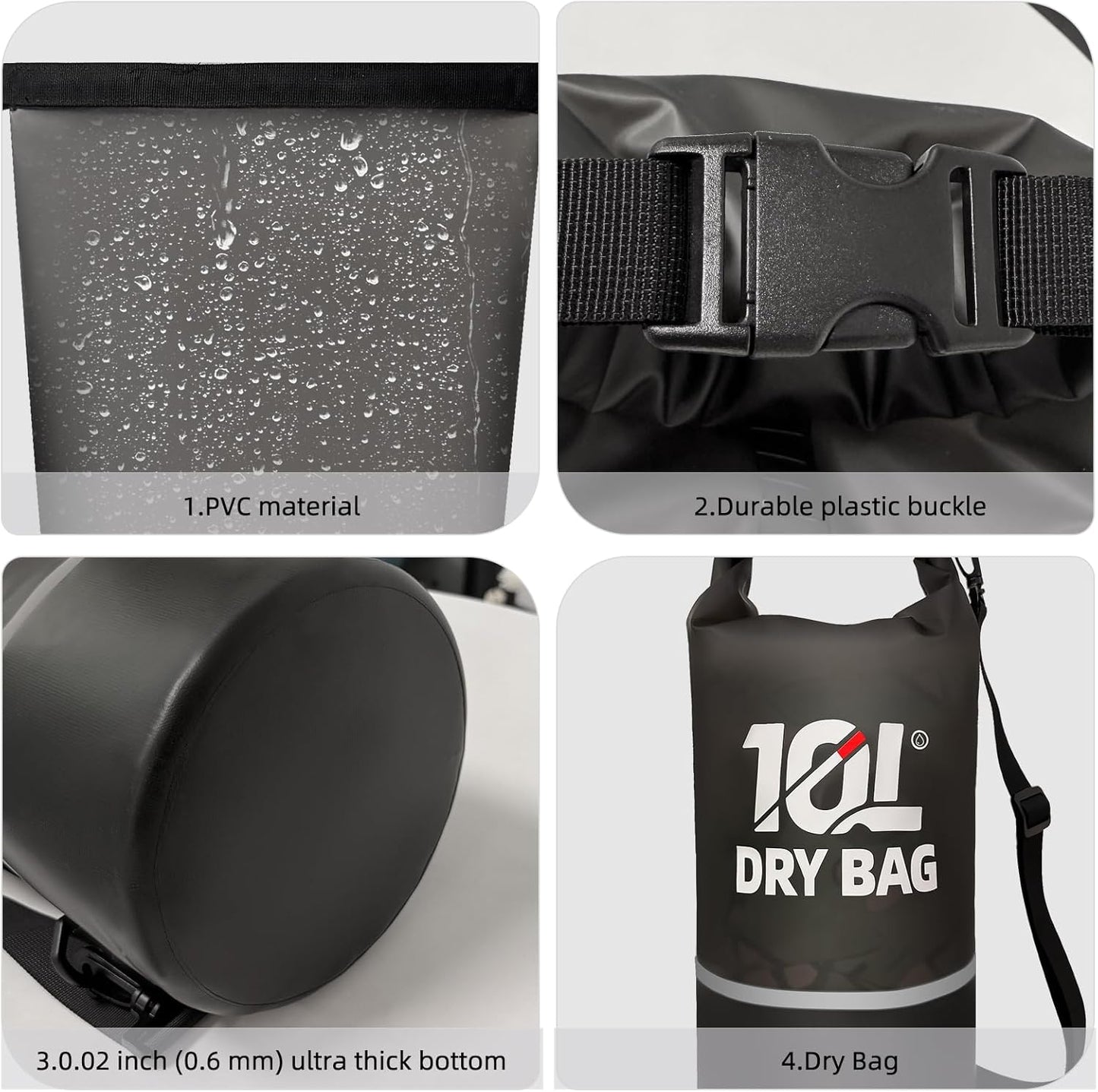 Skiennix Waterproof Dry Bag - 10L Lightweight Roll Top Backpack with Reflective Features & Phone Pouch