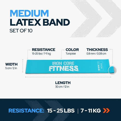10-Pack Set Medium Resistance Loop Bands – Latex Mini Bands for Workout, Glutes, Legs, and Physical Therapy – Durable Exercise Bands in Bulk for Women and Men – Ideal for Gyms, Studios, and Trainers