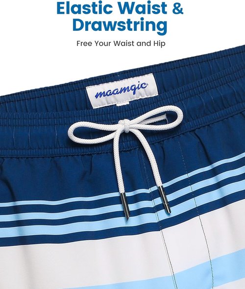 Maamgic 2 in 1 Men's Swim Trunks - 7 Inch Board Shorts for Comfort & Style