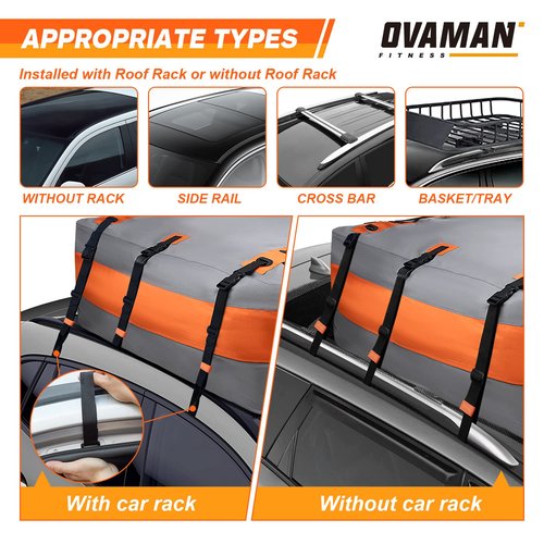 Car Rooftop Cargo Carrier Bag – 23 Cubic Feet Waterproof Heavy Duty 900D Roof Bag for All Vehicles SUV with/Without Roof Rack, Car Storage Bag with Anti-Slip Mat, 6 Hooks & Luggage Lock