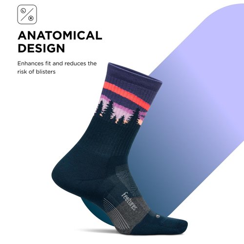 Feetures Trail Max Cushion Mini Crew Sock - Hiking Socks for Men & Women - Purple Aurora, Medium (1 Pair)