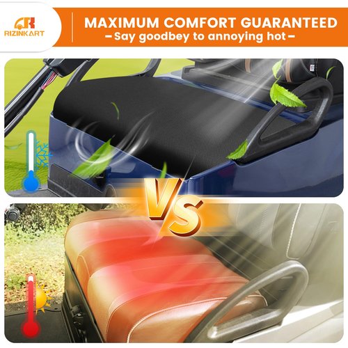 RIZINKART Golf Cart Seat Covers Sets Fit for EZGO TXT/RXV, Club Car DS/Precedent, Yamaha G29/ Drive 2 Front Seats Cushion，Durable Stretchy Breathable Washable Polyester Mesh Cloth