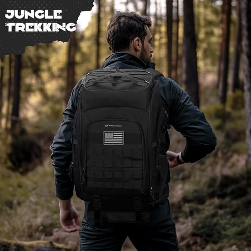 Maelstrom Tactical Backpack - Water Resistant 40L Military Pack for Hiking, Camping & Gym | Black