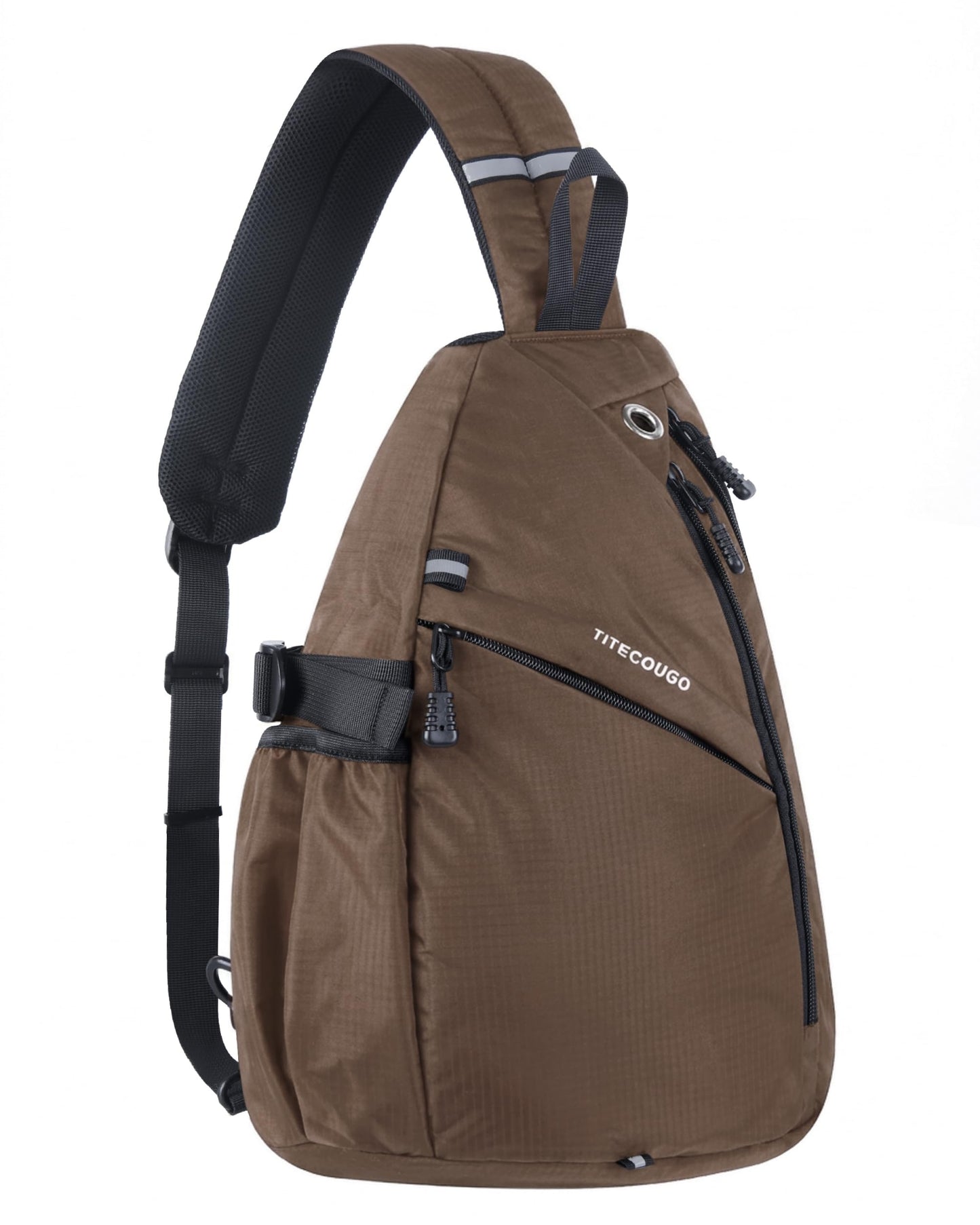 TITECOUGO Sling Backpack Travel Shoulder Bag Lightweight Chest Daypack One Strap Crossbody Bags Camp Day Packs for Women and Men Hiking Accessories Large Coffee