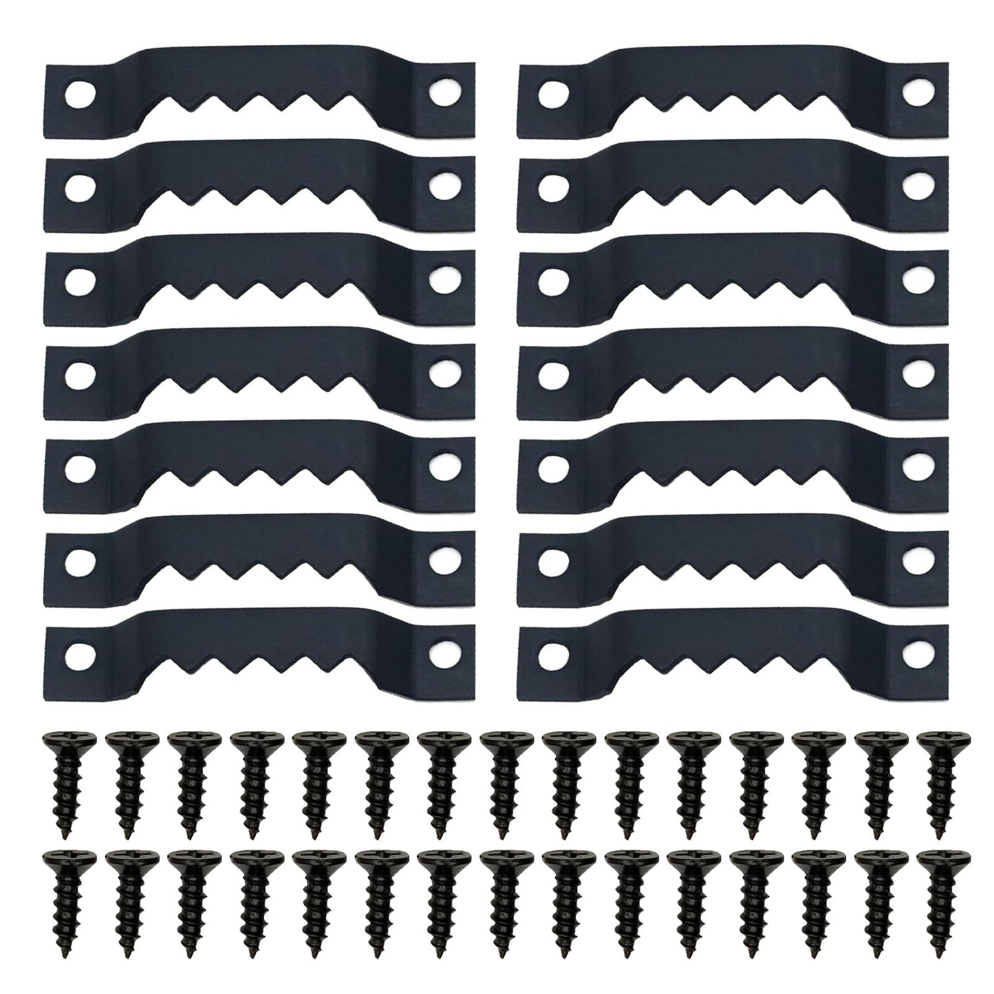 100 Pack Heavy Duty Sawtooth Picture Hangers with 200 Screws Black Small Sawtooth Hangers for Picture Frames, Paintings, Artwork, Photos, and Home Decor Black Sawtooth Picture Frame Hangers
