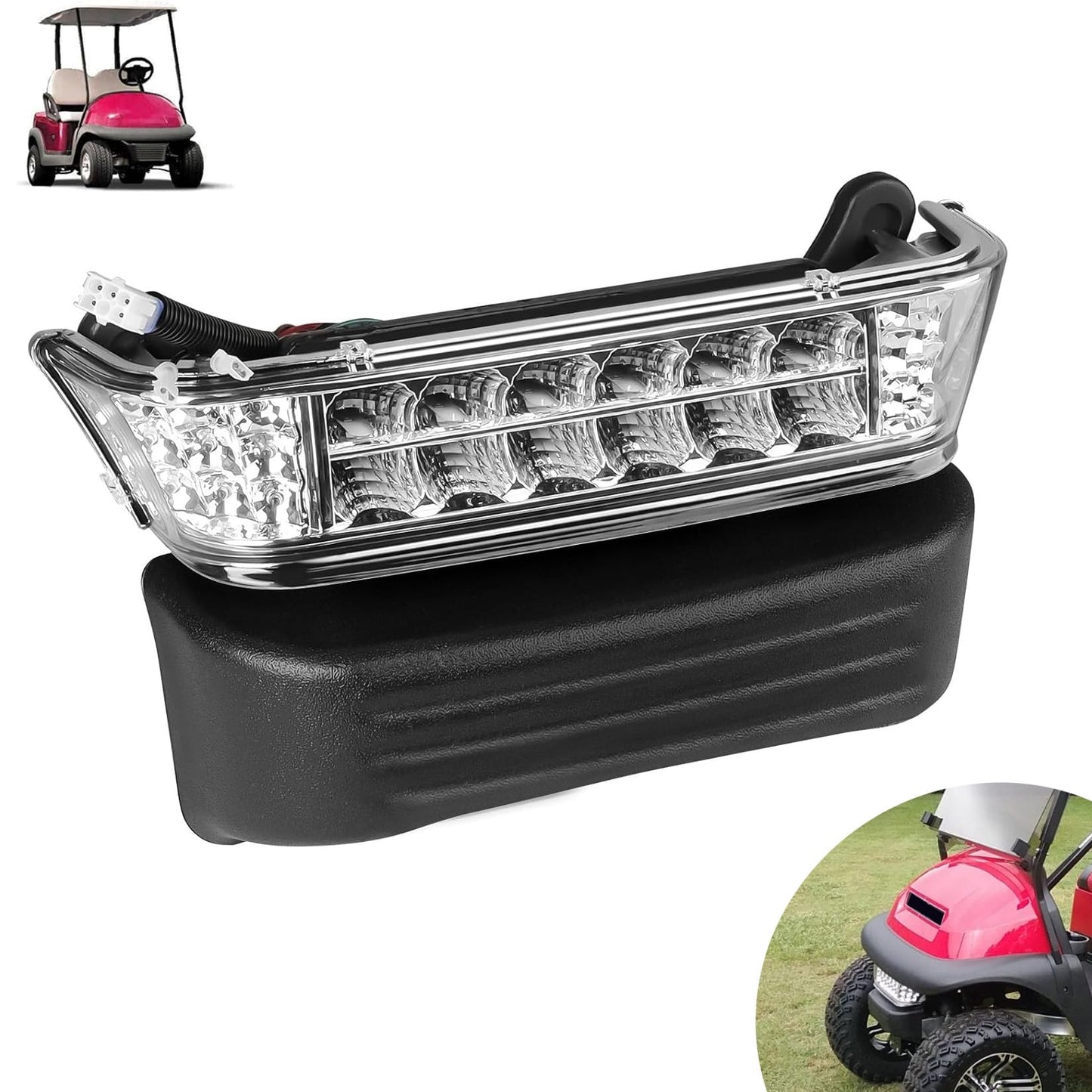 DRIVE UP Golf Cart LED Headlight, 12V Head Light with Bumper for Club Car Precedent 2004-Up Electric Models Replacement OEM 102524801 1025248-0
