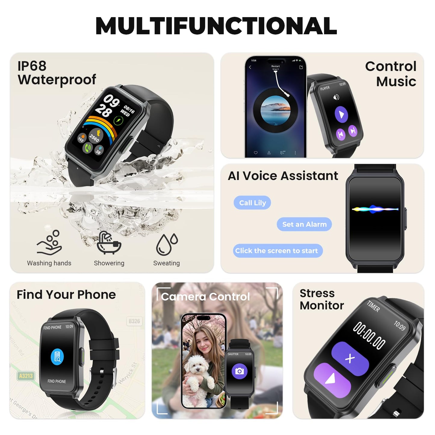 Fitness Tracker (Answer/Make Call)，Smart Watch 24/7 Heart Rate Spo2 Blood Oxygen Monitor Sleep Tracker, 120 Sports Modes Pedometer Calorie Step Tracker, Waterproof Activity Tracker for Women Men