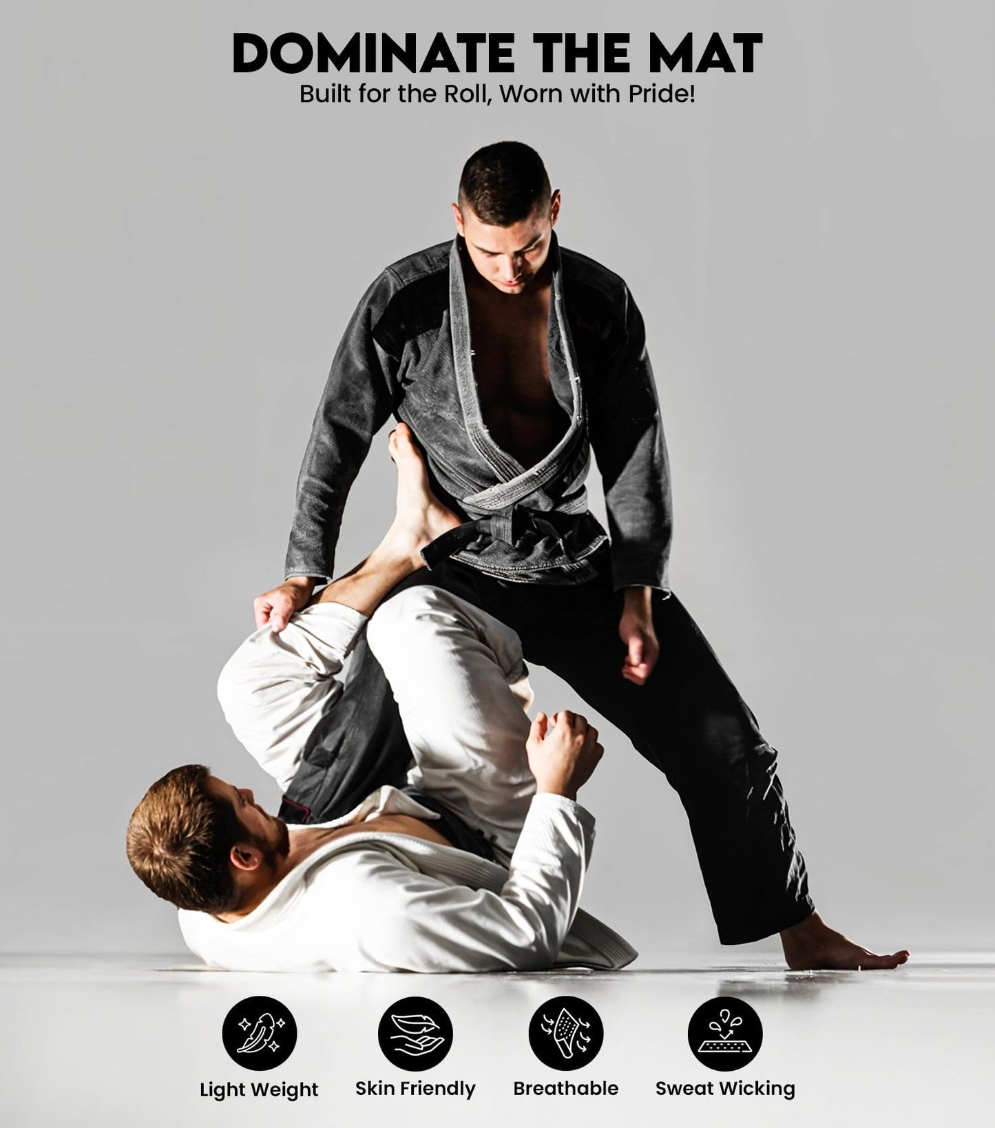 Exxact Sports BJJ Gi Men, Lightweight IBJJF Legal Jiu Jitsu Gi with Preshrunk Fabric & Free Belt for Training & Competition (Black, A5)