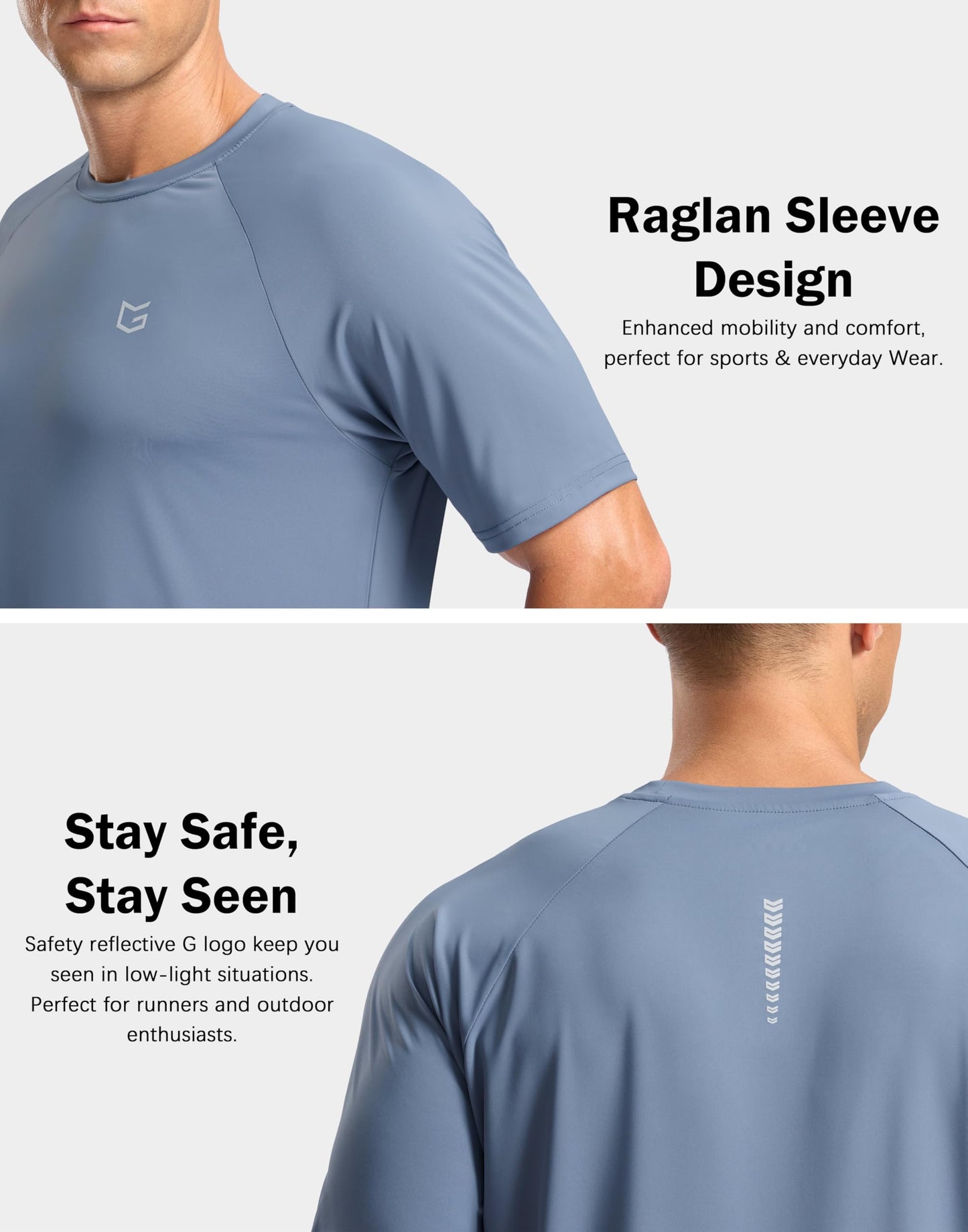 G Gradual Men's Athletic Workout T-Shirts Moisture Wicking Cooling Running Shirts Short Sleeve Performance Tee for Gym Tennis(Slate Blue,M)