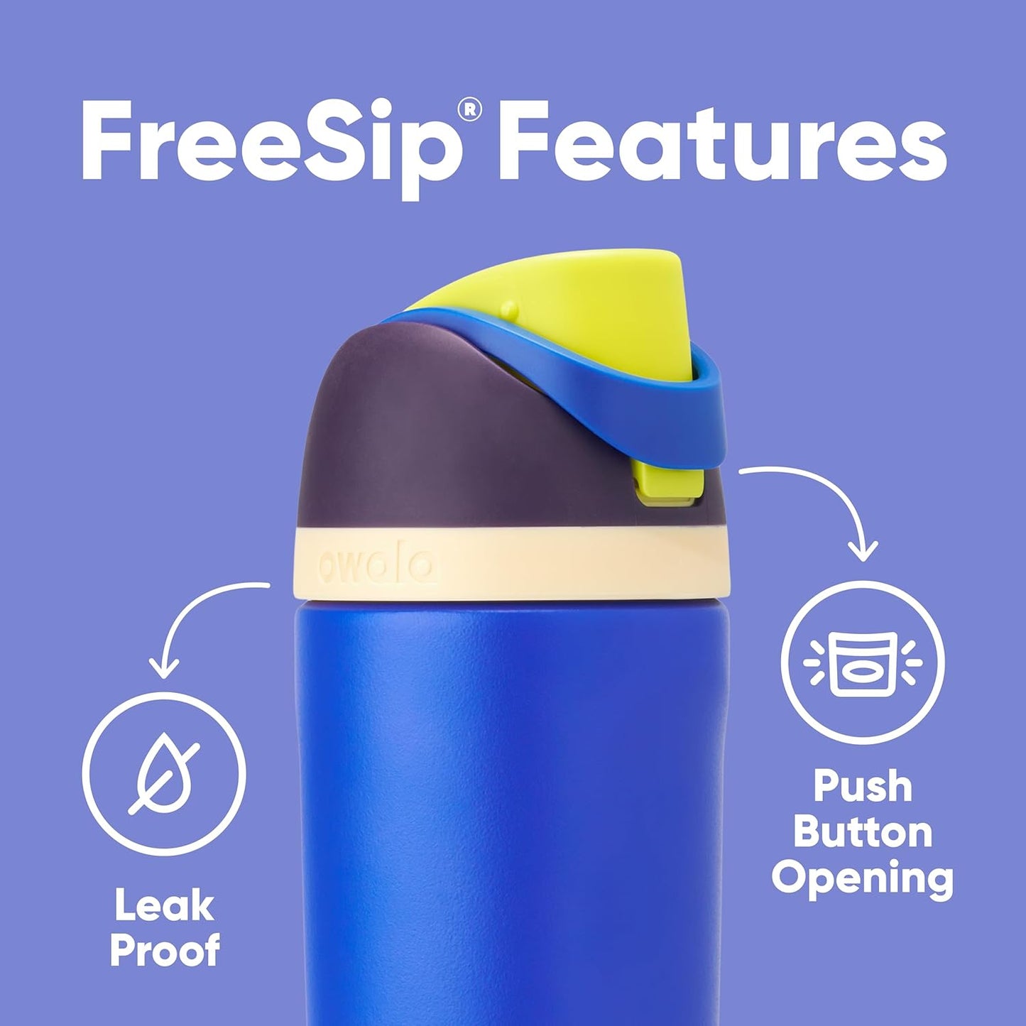 Owala Kids FreeSip Water Bottle - Insulated Stainless Steel with Straw, BPA-Free, 16 oz, Celestial Sphere