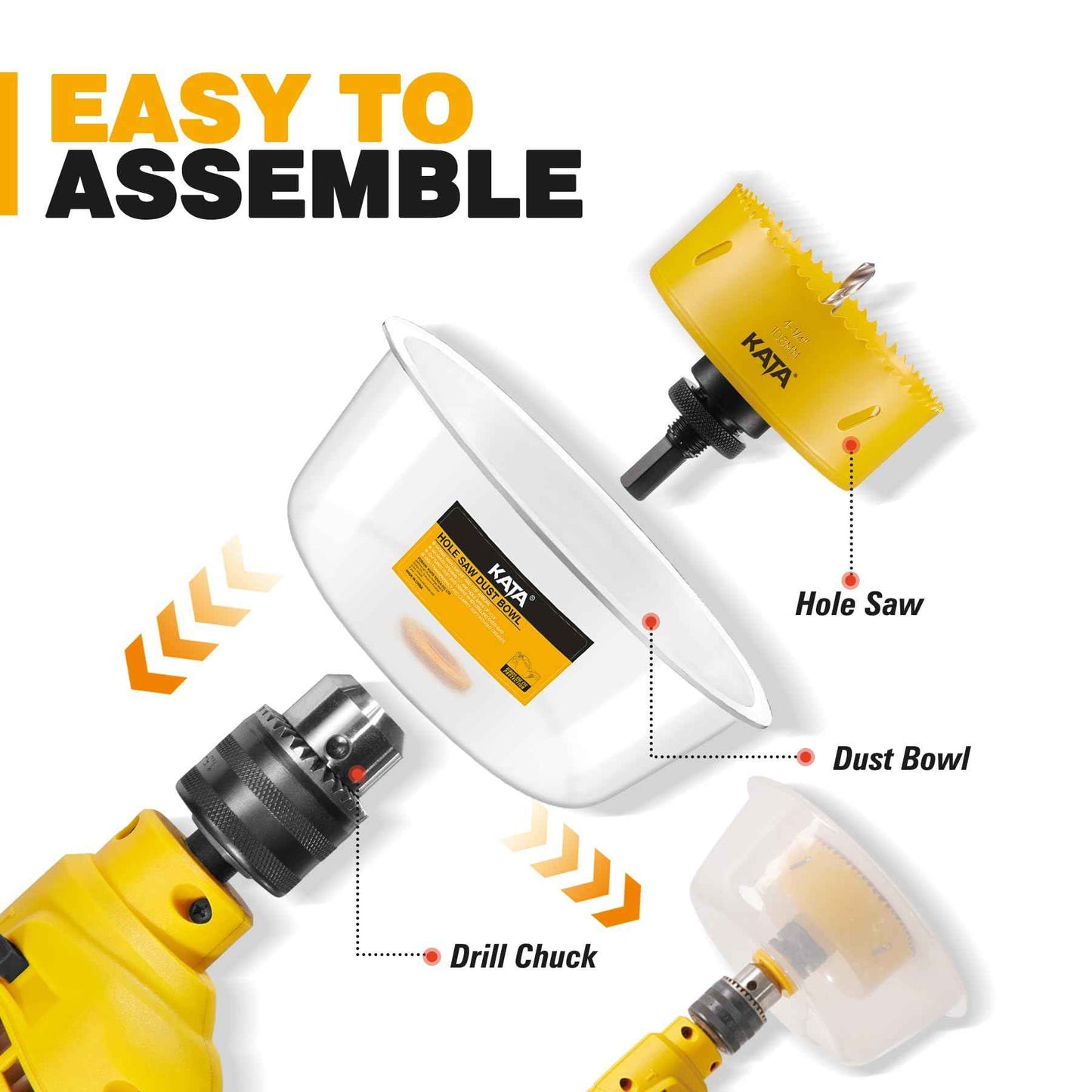 KATA 4 Hole Saw for Recessed-Lights: 4-1/4 in Hole Saw with Silicone Dust Bowl - Installing 4 Inch Led Recessed Ceiling Lights for Drywall - Hole Cutter with Dust Catcher for Can Lighting