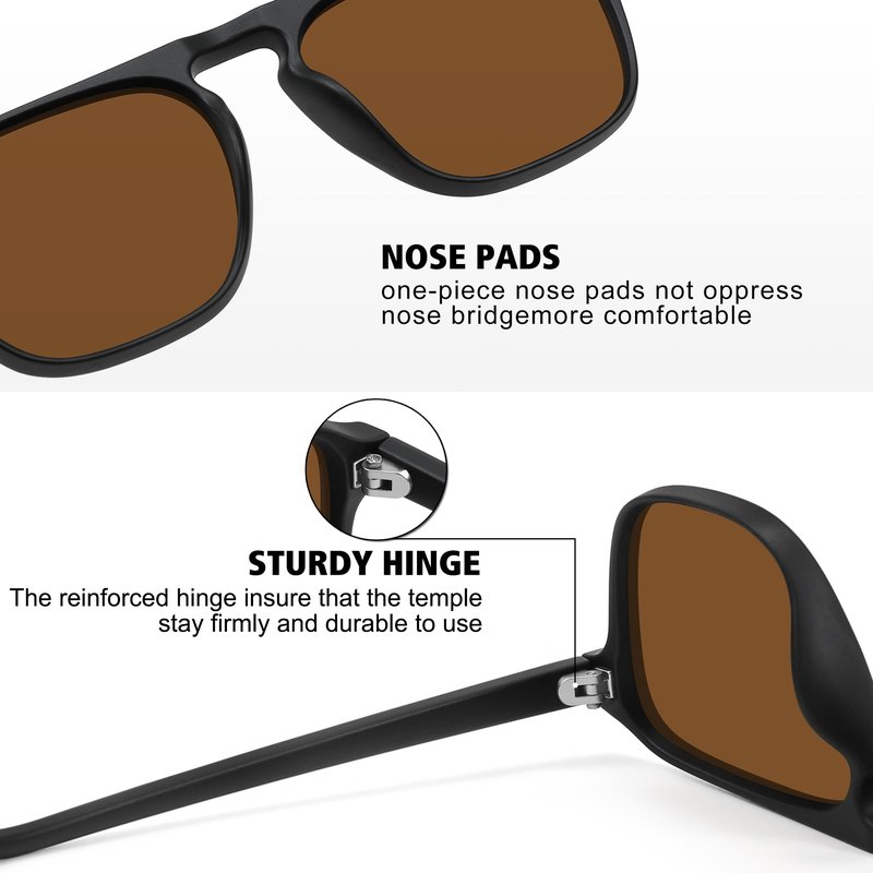 STORYCOAST Polarized Retro Aviator Sunglasses for Men Women Classic Driving Running Sports Square Aviators Sun Glasses 3Pack-Black+Green+Brown