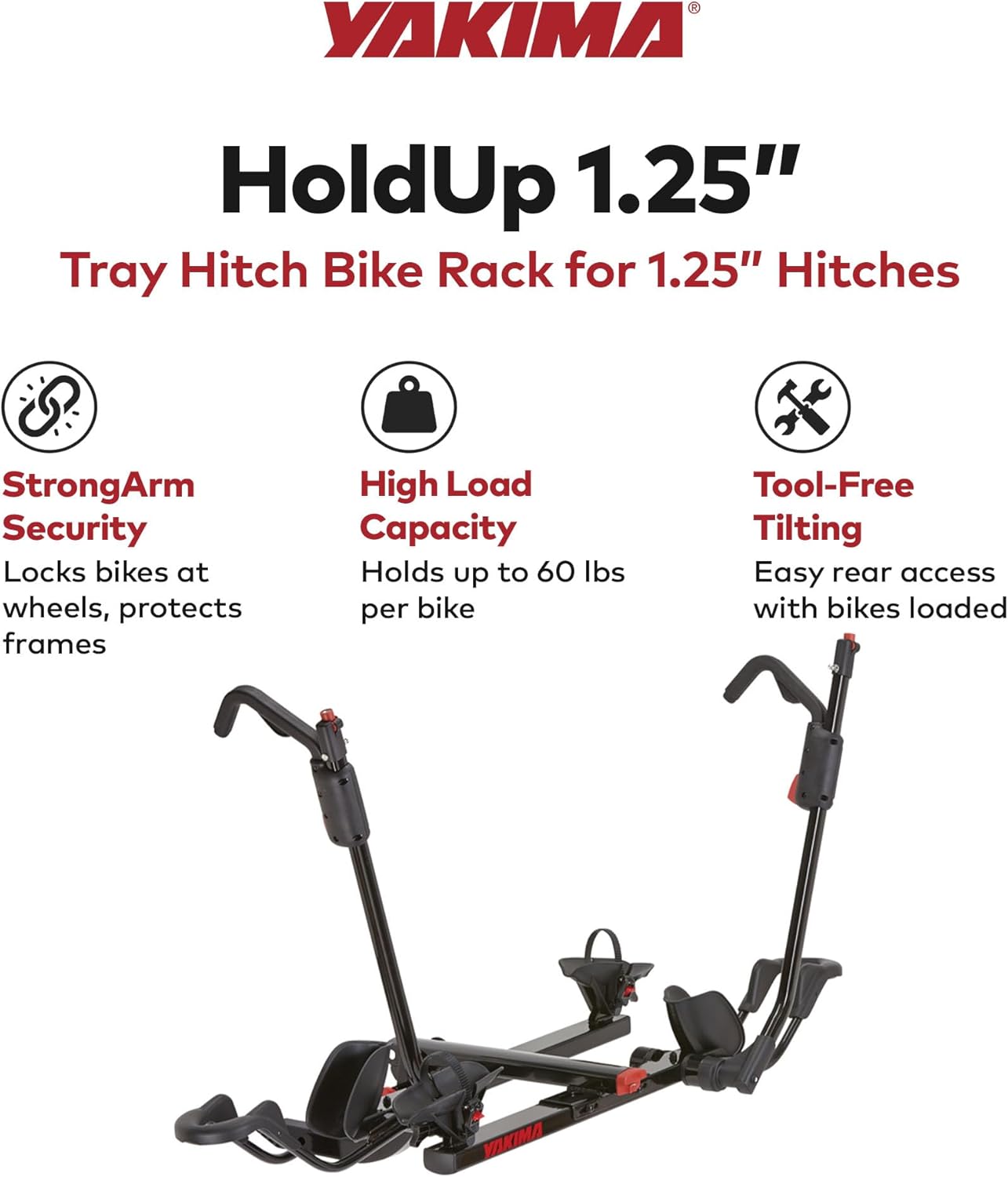 YAKIMA HoldUp Hitch Mount Bike Rack - Durable Design for 2 Bikes | Easy Installation & Secure Fit