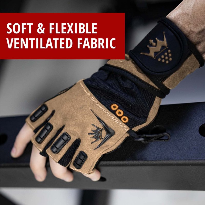 Weightlifting Gloves for Crossfit Workout Training - Fitness Gym Bodybuilding Gloves for Men or Women - Best for Heavy Weight Lifting Exercise Integrated Full Wrist Support Wraps (Desert Tan, M)