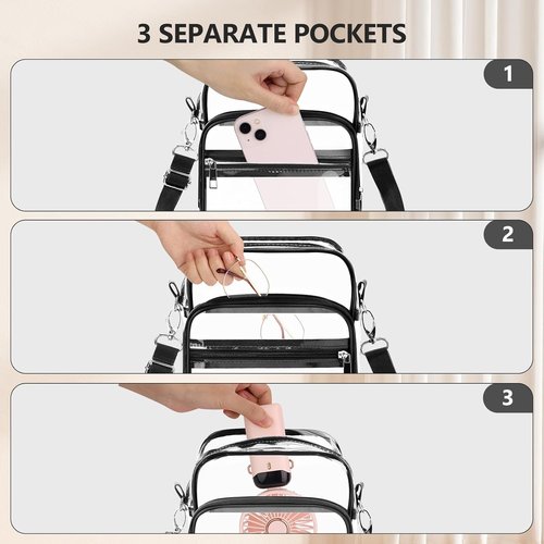 Blvornl Clear Crossbody Bag - Adjustable Shoulder Strap | Stadium Approved PVC Messenger Bag