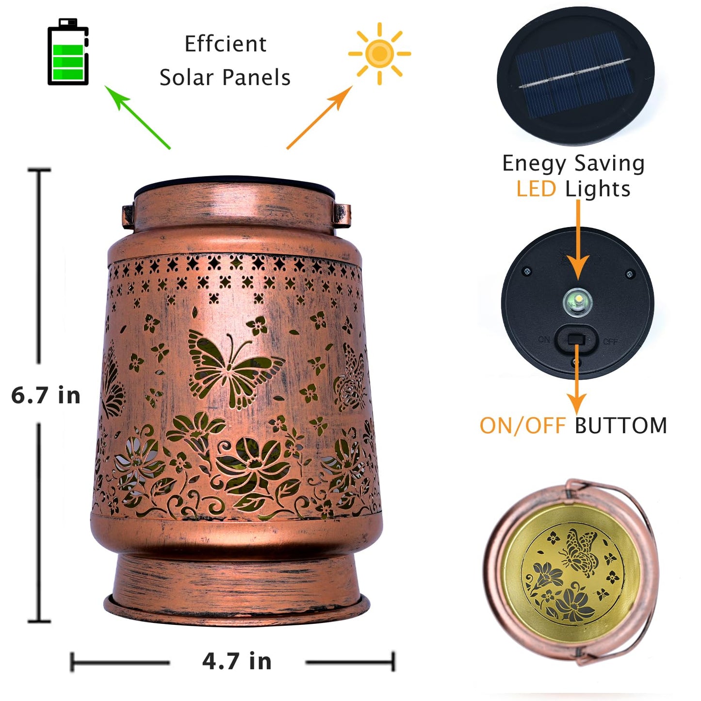 Solar Lanterns Outdoor Waterproof, Butterfly Hanging Solar Lanterns Birthday Gifts for Women Mom Grandma, Garden Decor for Patio Yard Lawn Backyard Porch