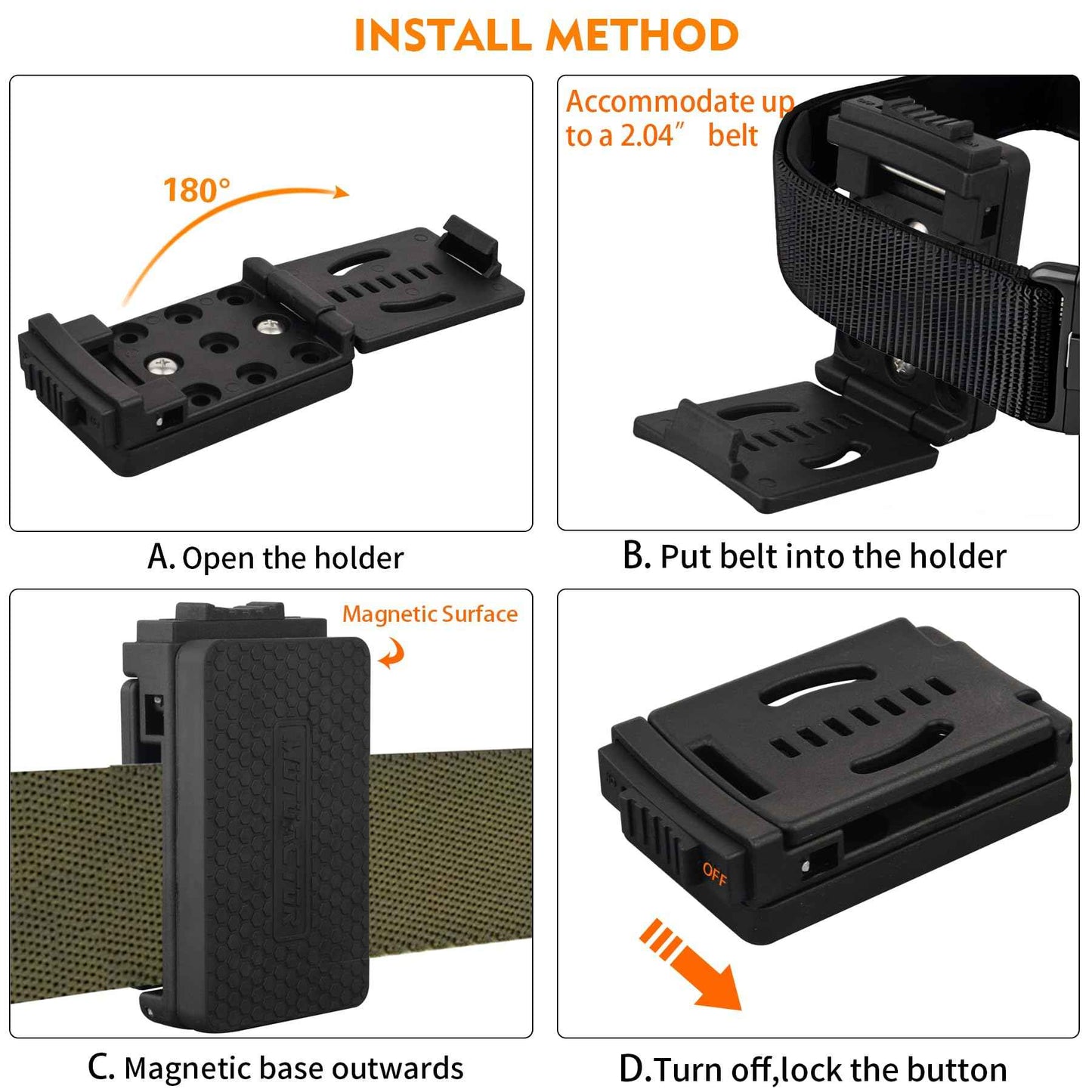 MUTUACTOR Magnetic Belt Clip Heav Duty, 2PCS Super Strong Tool Belt Tool Holster,Anti-Slip Rubber Coated Magnetic Belt Clip for Organizing Screwdrivers Hammers Wrenchs