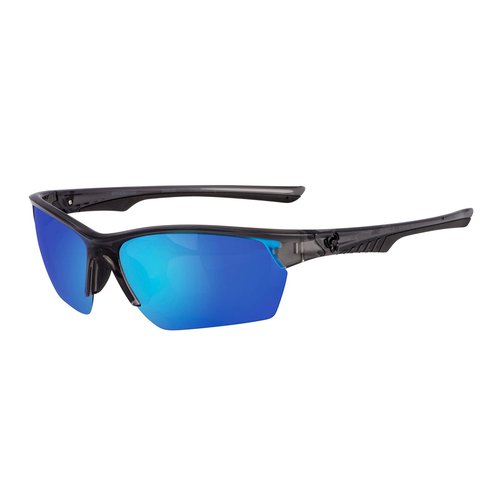 Spiderwire SPW009 Polarized Fishing Sunglasses, Crystal Dark Grey/Smoke/Blue Mirror