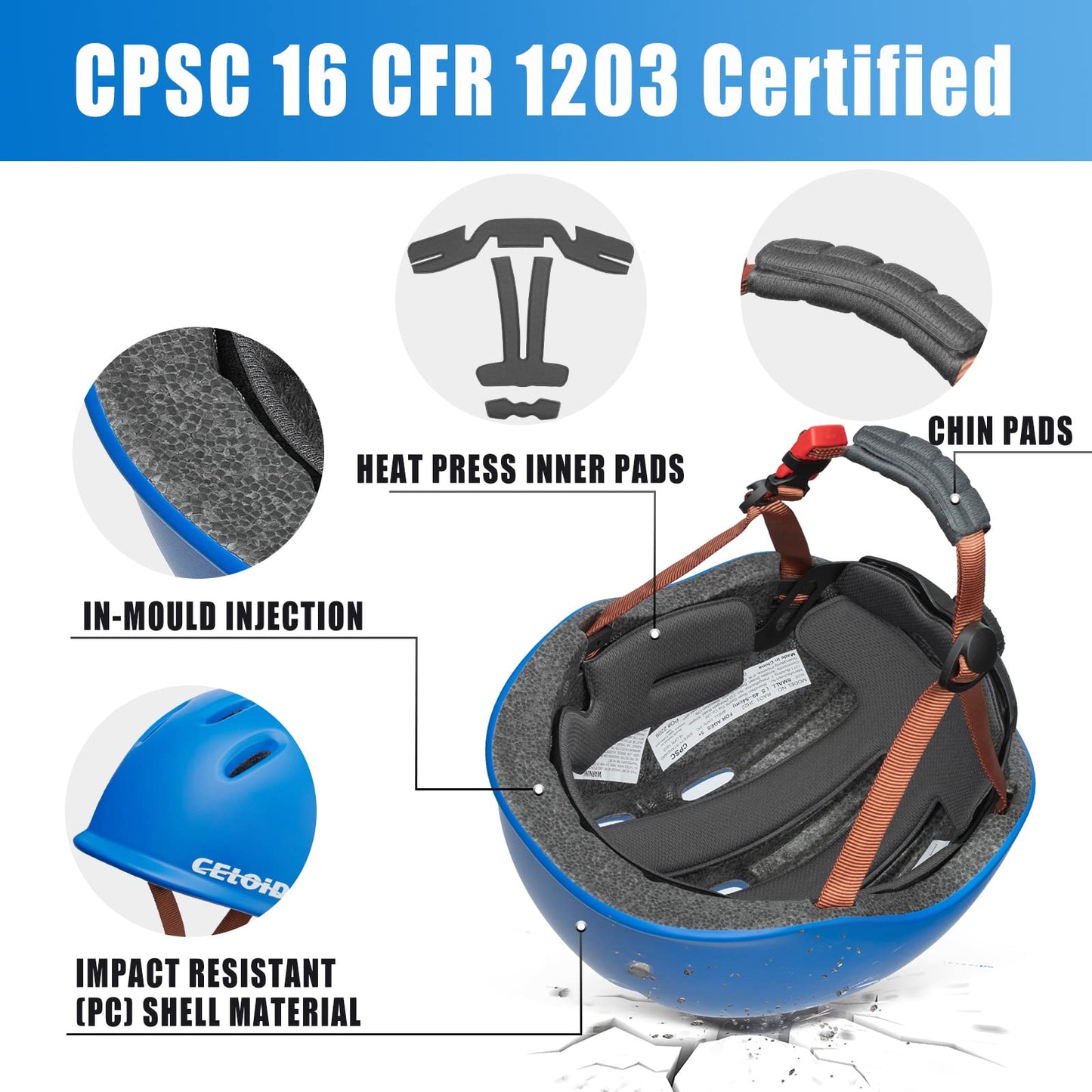 CELOID Kids Helmet,Baby Bike Helmets for Ages 8-10-16 Years Boys Girls,Adjustable Multi-Sport Cycling Skateboard Roller Skat Scooter Rollerblade Balance Skateboarding Helmet,SkyBlue