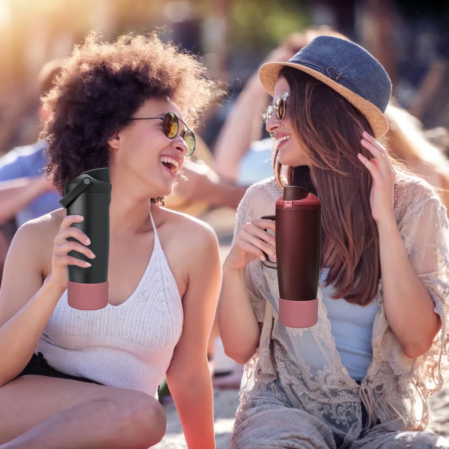 HEYSKAY 2PCS Silicone Boot Compatible with OWALA SWAY 30oz & 40oz and OWALA FreeSip Tumbler 40oz, Anti-Slip Bottom Boot Water Bottle Protective Sleeve(Mahogany X2)