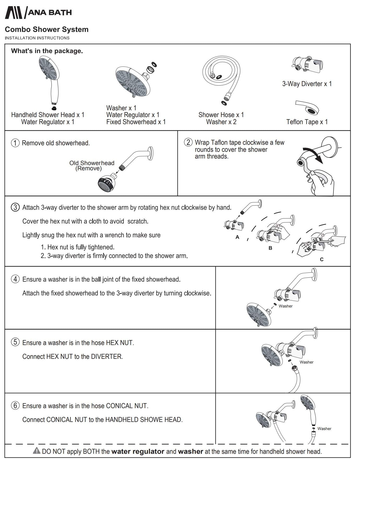 Ana Bath Anti-Clog High Pressure Large Oil Rubbed Bronze Dual Shower Head 5-inch 5-Settings Shower Head with Handheld Spray Combo + 5 Foot Stainless Steel Shower Hose w/ BRASS connectors