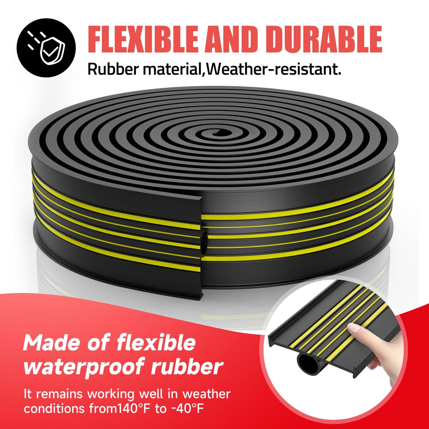 Jin&Bao Garage Door Bottom Weather Stripping Rubber Seal with T-Ends 5/16" - Protect Your Garage from Weather, Insects, and Dust with Premium Garage Door Draft Stopper（10FT, Yellow）